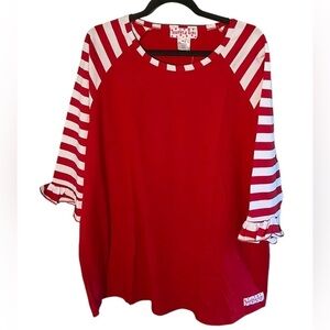 NWT Ruffle Girl Juniors Striped Sleeve Ruffle Top
